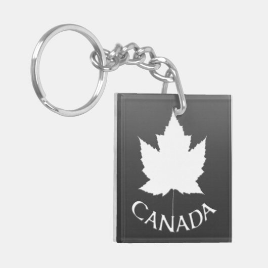 Canada Souvenir Sleutelhanger White Maple Leaf (Voorkant Links)