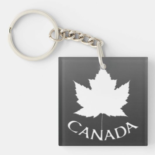 Canada Souvenir Sleutelhanger White Maple Leaf (Voorkant)