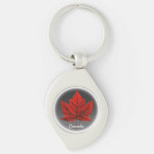 Canada Souvenir Sleutelhanger White Maple Leaf Gif (Voorkant)