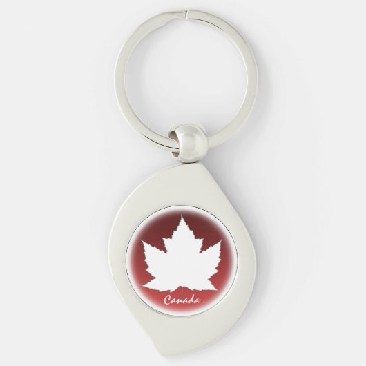 Canada Souvenir Sleutelhanger White Maple Leaf Gif (Voorkant)