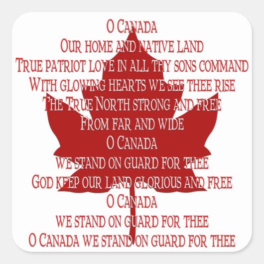 Canada Souvenir Stickers Canadese Anthem Sticker (Voorkant)