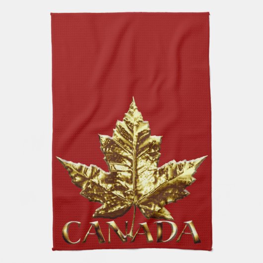 Canada Souvenir Towel Gold Canada Tea Towel Theedoek (Verticaal)