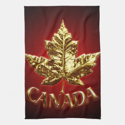 Canada Souvenir Towel Gold Canada Tea Towel Theedoek (Verticaal)