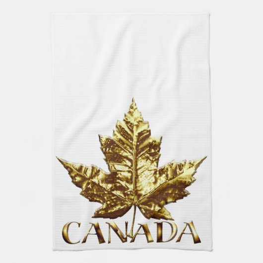 Canada Souvenir Towel Gold Canada Tea Towel Theedoek (Verticaal)
