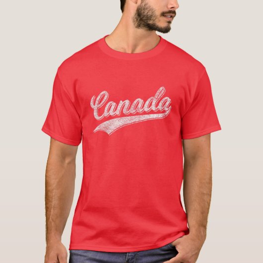 CANADA SPORTS SCRIPT CURSIVE RETRO SWOOSH T-SHIRT (Voorkant)