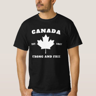 Canada Sterk en vrij - Wit op rood ,can T-shirt