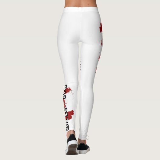 Canada Sterk Rood & Wit Canada Vlag Maple Leaf Leggings (Achterkant)