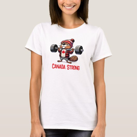 Canada Sterke Gewichtheffen Bever T-shirt (Voorkant)