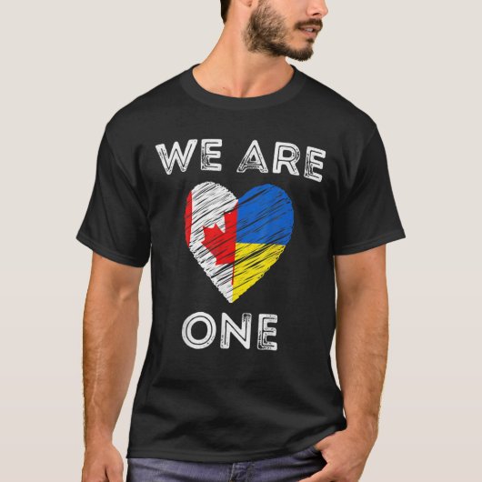 Canada steunt Oekraïne We zijn één liefdeshart T-shirt (Voorkant)