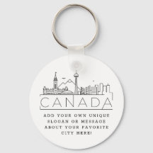 Canada Stylized Skyline Custom Slogan Sleutelhange