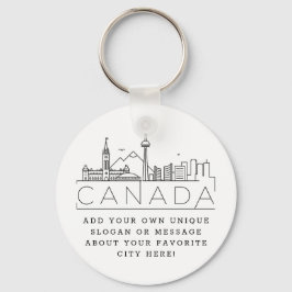Canada Stylized Skyline Custom Slogan Sleutelhange Sleutelhanger