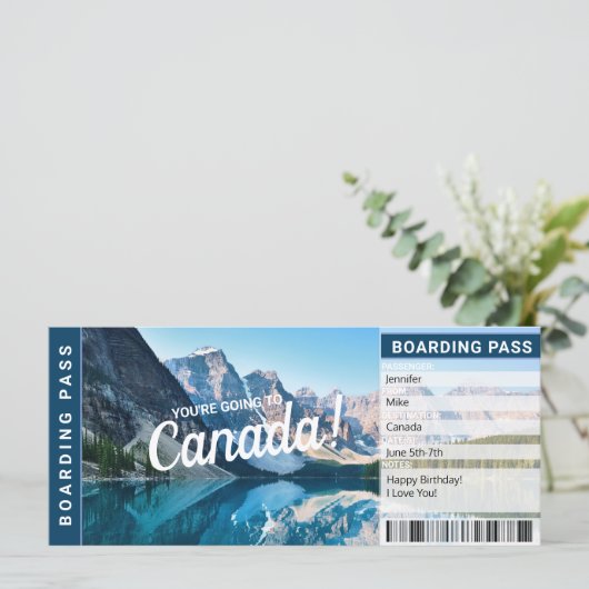 Canada Surprise Trip boarding Pass Cicket (Staand voorkant)