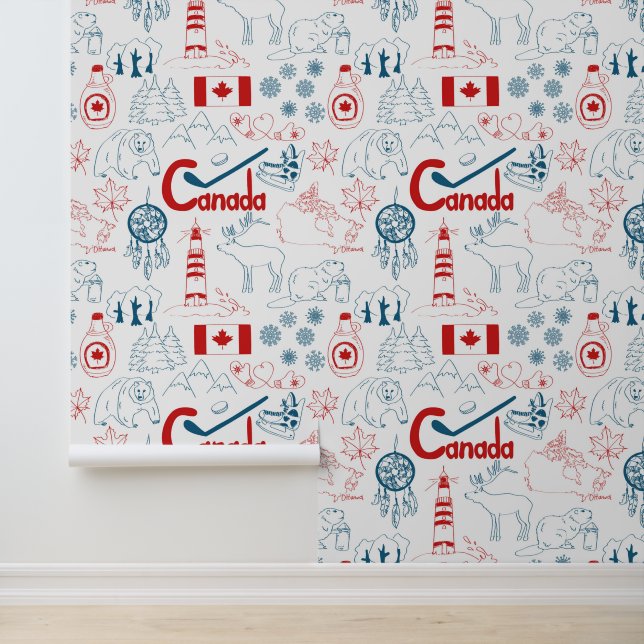 Canada | Symbolen Patroon Behang (Applicatie)