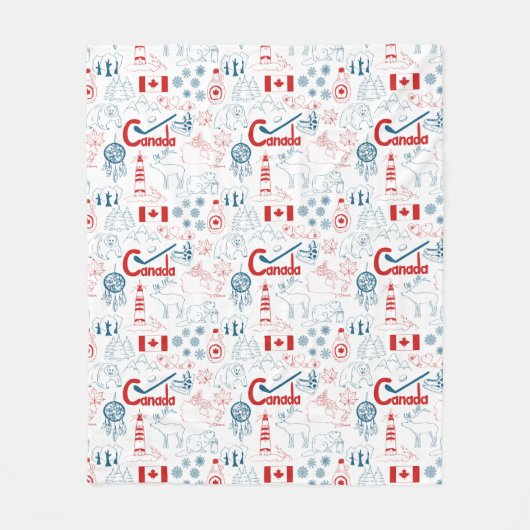 Canada | Symbolen Patroon Fleece Deken (Voorkant)