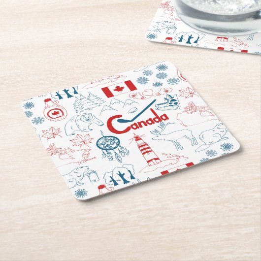 Canada | Symbolen Patroon Kartonnen Onderzetters (Schuin)