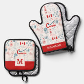 Canada | Symbolen Patroon Ovenwant & Pannenlap Set (Voorkant / Achterkant)