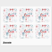 Canada | Symbolen Patroon Vierkante Sticker (Vel)