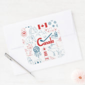 Canada | Symbolen Patroon Vierkante Sticker (Envelop)