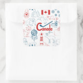 Canada | Symbolen Patroon Vierkante Sticker (Tas)
