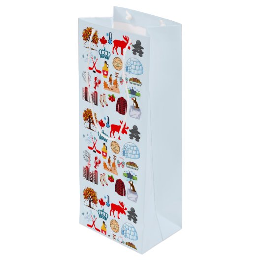 Canada Symbolen Wijn Cadeautas (Achterkant Gekanteld)