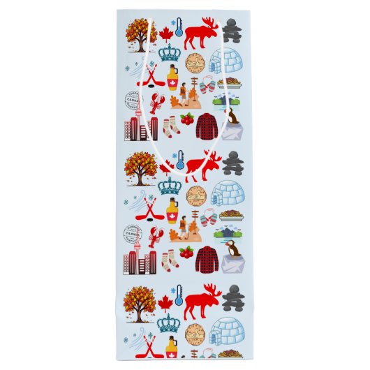 Canada Symbolen Wijn Cadeautas (Achterkant)