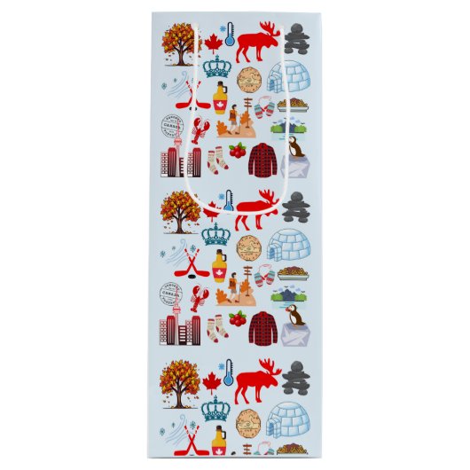 Canada Symbolen Wijn Cadeautas (Voorkant)