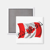 CANADA-tekst op Canadese vlag Magneet (Voorkant / Achterkant)