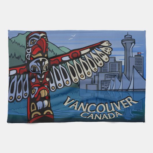 Canada Towel Native Totem Pole Vancouver Tea Towel Theedoek (Horizontaal)