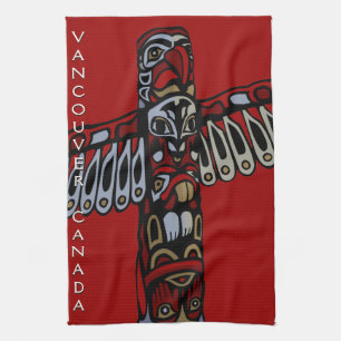 Canada Towel Native Totem Pole Vancouver Tea Towel Theedoek
