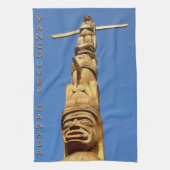 Canada Towel Native Totem Pole Vancouver Tea Towel Theedoek (Verticaal)