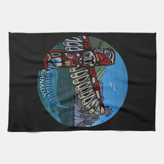 Canada Towel Native Totem Pole Vancouver Tea Towel Theedoek (Horizontaal)