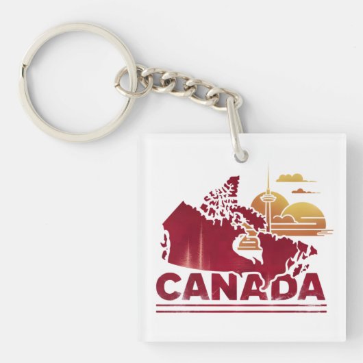 Canada Travel Landkaart Maple Leaf Sleutelhanger (voorkant)