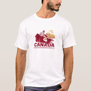 Canada Travel Landkaart Maple Leaf T-shirt