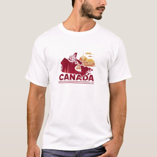 Canada Travel Landkaart Maple Leaf T-shirt (Voorkant)