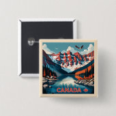 Canada Travel Poster Vierkante Button 5,1 Cm (Voorkant /achterkant)