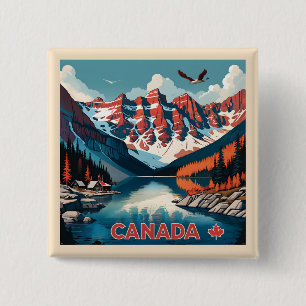 Canada Travel Poster Vierkante Button 5,1 Cm
