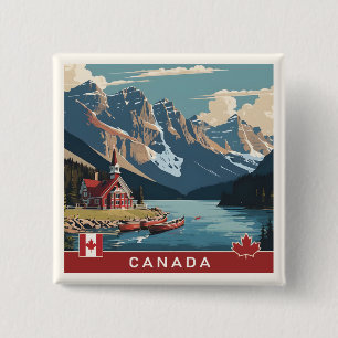 Canada Travel Poster Vierkante Button 5,1 Cm