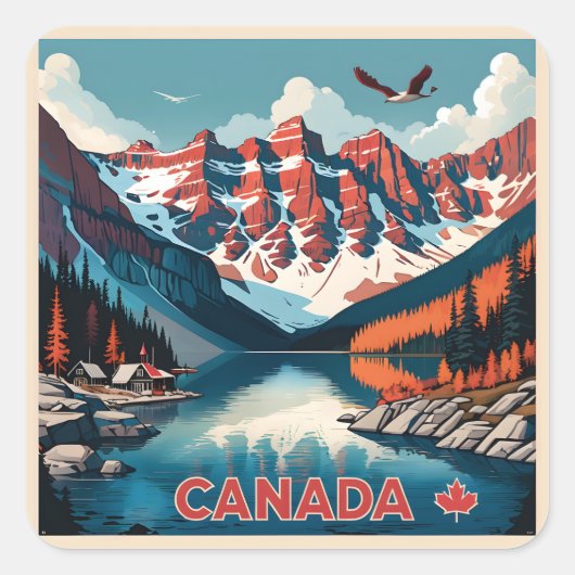 Canada Travel Poster Vierkante Sticker (Voorkant)