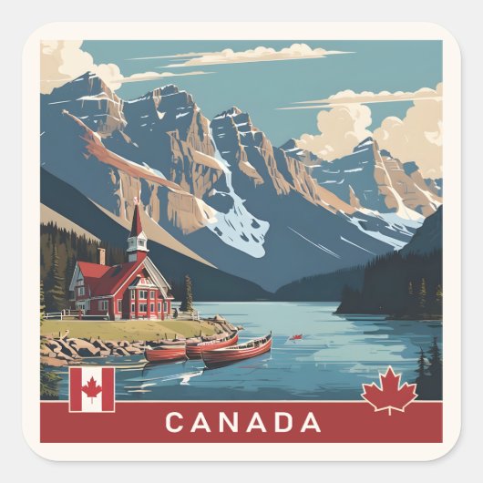 Canada Travel Poster Vierkante Sticker (Voorkant)