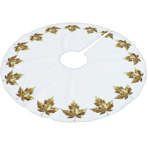 Canada Tree Skirt Holiday Gold Leaf Canada Decor Kerstboom Rok