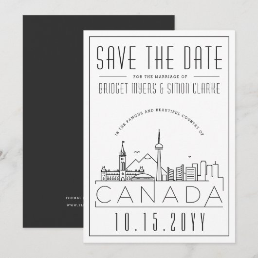 Canada Trouwdag Gestileerde Silhouet Save the Date Kaart (Voorkant / Achterkant)