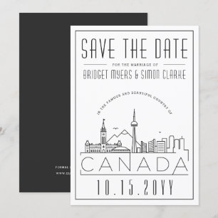 Canada Trouwdag Gestileerde Silhouet Save the Date Kaart
