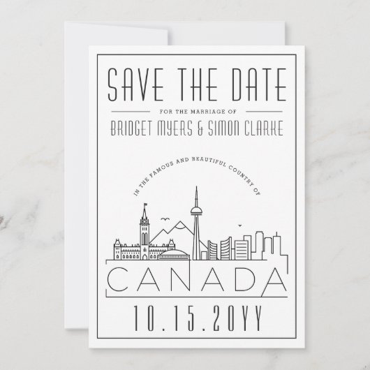 Canada Trouwdag Stijlvolle Silhouet Save the Date  Kaart (Voorkant)
