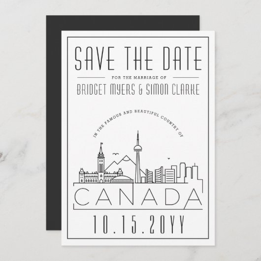 Canada Trouwdag Stijlvolle Silhouet Save the Date  Kaart (Voorkant / Achterkant)