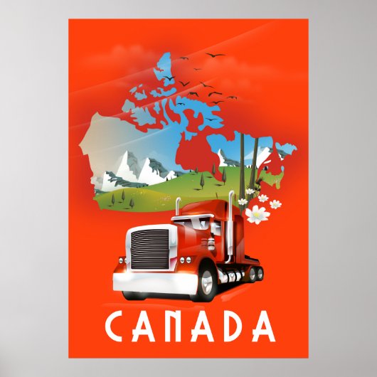 Canada Truck Map Reisposter Poster (Voorkant)