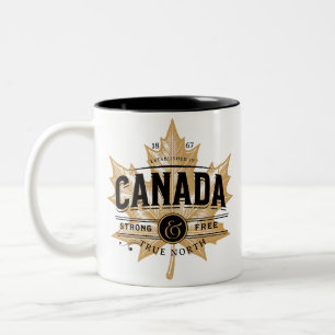 Canada True North Strong en gratis esdoornblad Tweekleurige Koffiemok