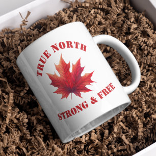Canada True North Strong & Free Maple Leaf Koffiemok