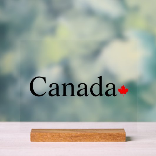 Canada typografie met rode esdoorn blad acryl bord (Neutraal)