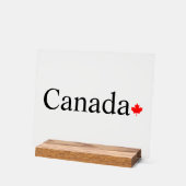 Canada typografie met rode esdoorn blad acryl bord (Hoek)