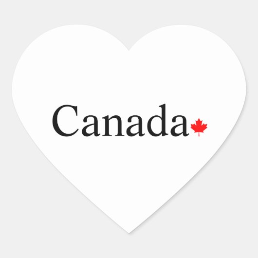 Canada typografie met rode esdoorn blad hart sticker (Voorkant)